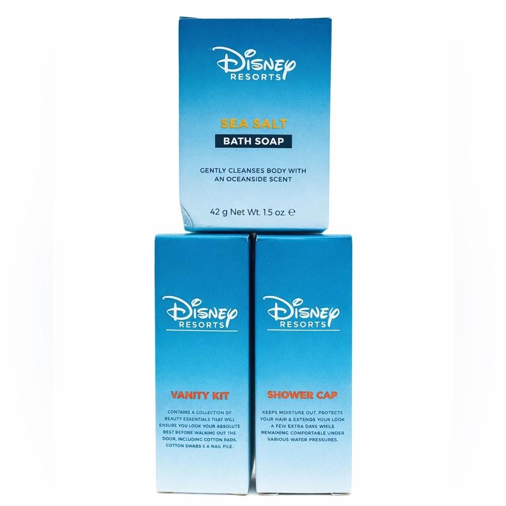Disney Resorts Travel Toiletries Lot Soap Vanity Kit Shower Cap